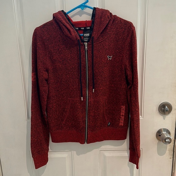 PINK Victoria's Secret Tops - PINK Zip Up Red Hoodie Size Small
